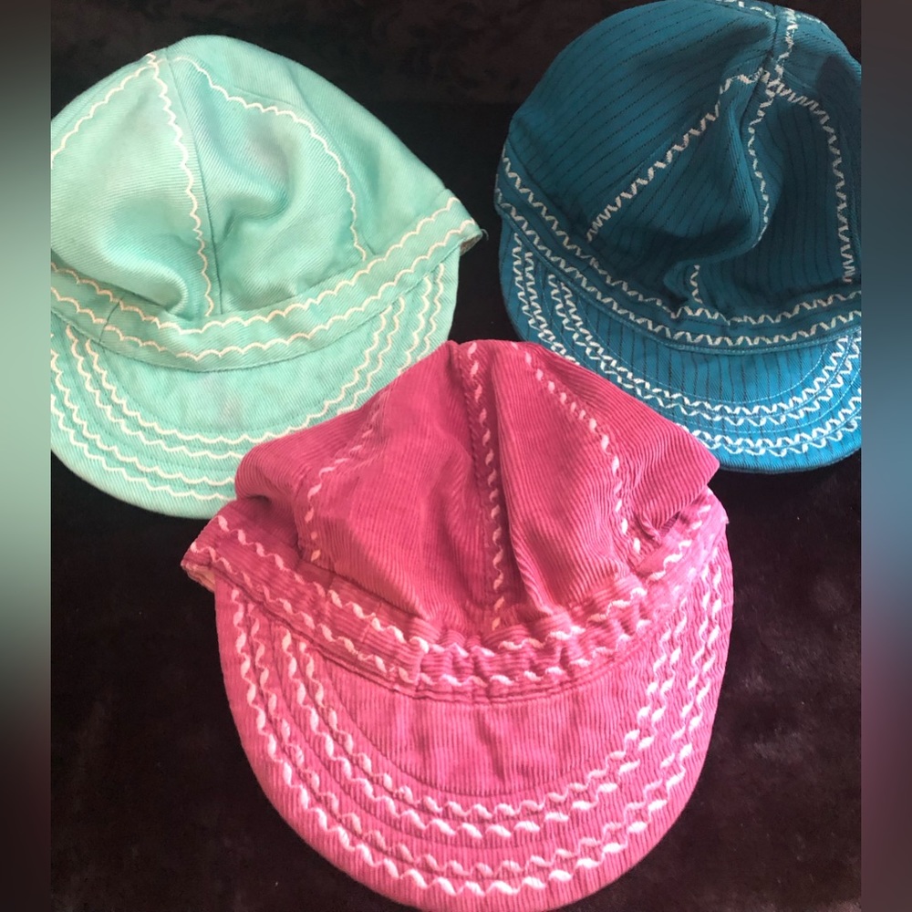 3 Vintage Men’s Needmore Caps baseball cap bundle. Purple, light blue, blue.